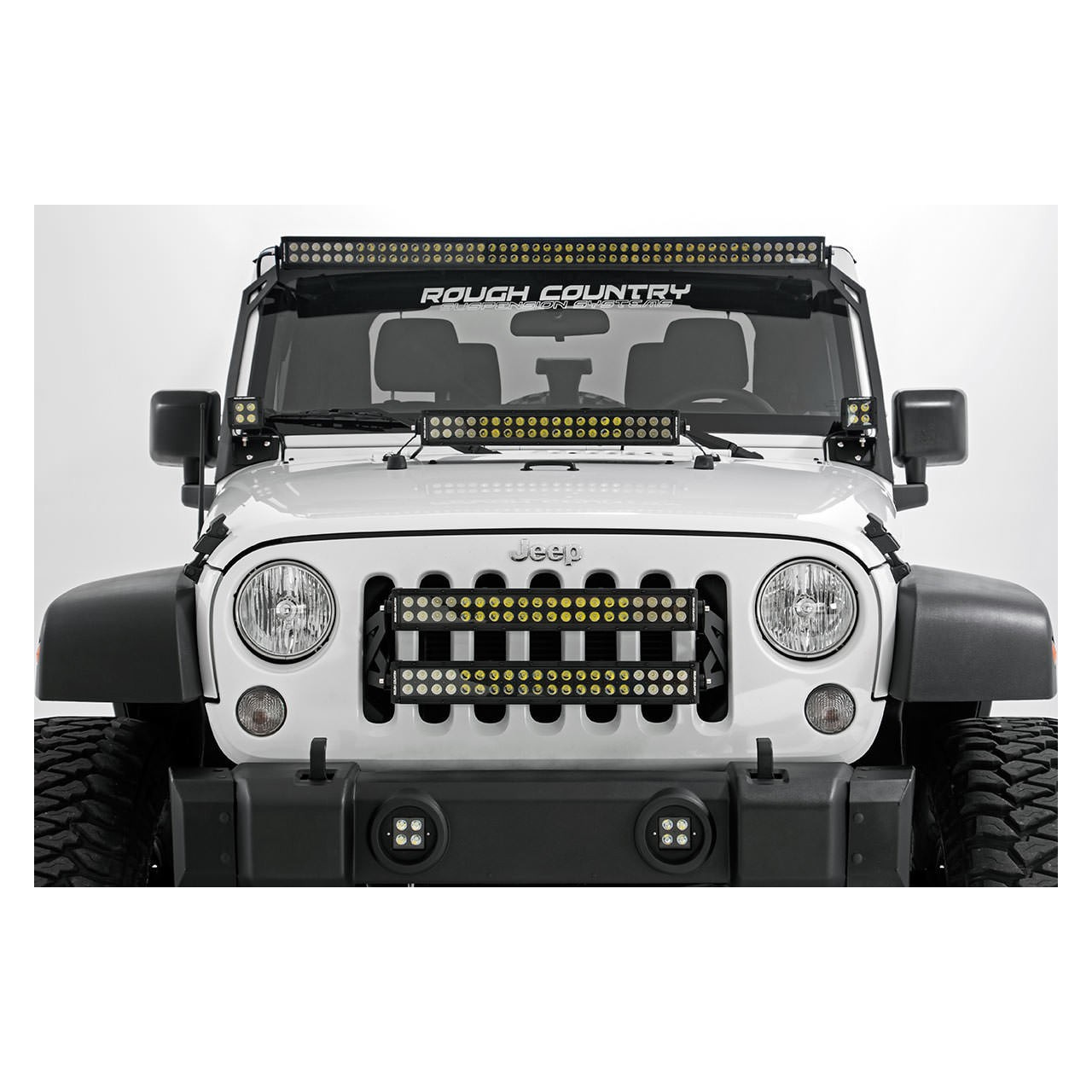 Mocowanie listwy LED 50cm do grilla Rough Country - Jeep Wrangler JK