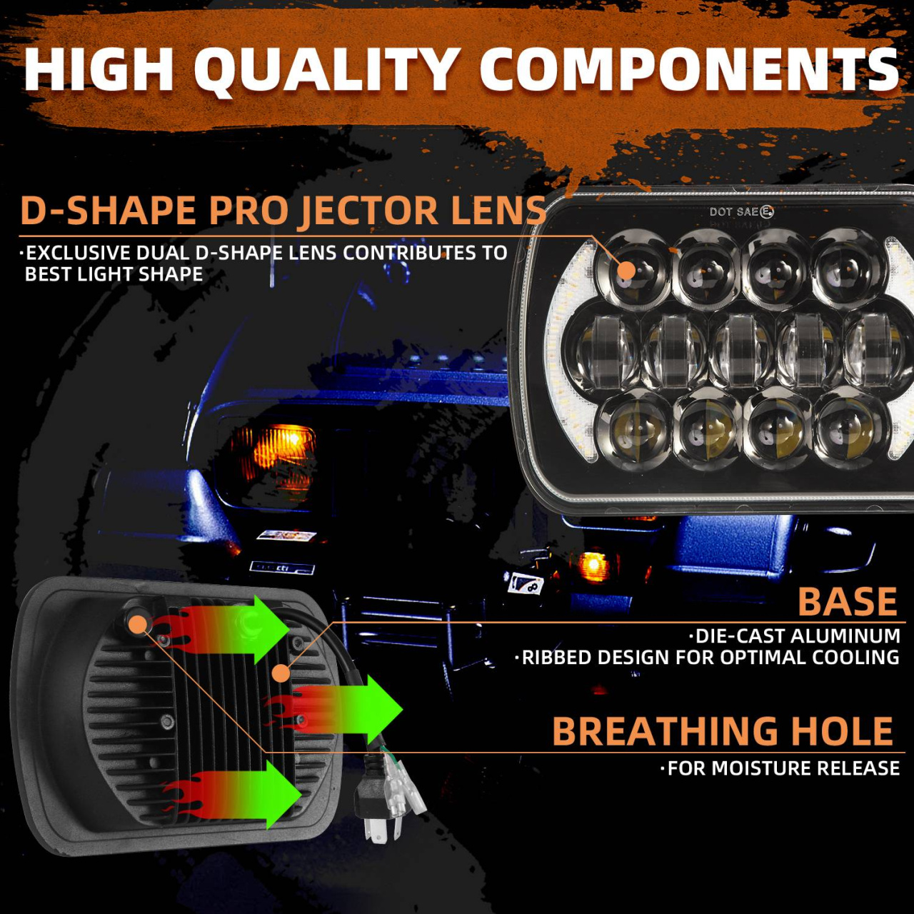 Lampy przednie LED Jeep Cherokee XJ Wrangler YJ