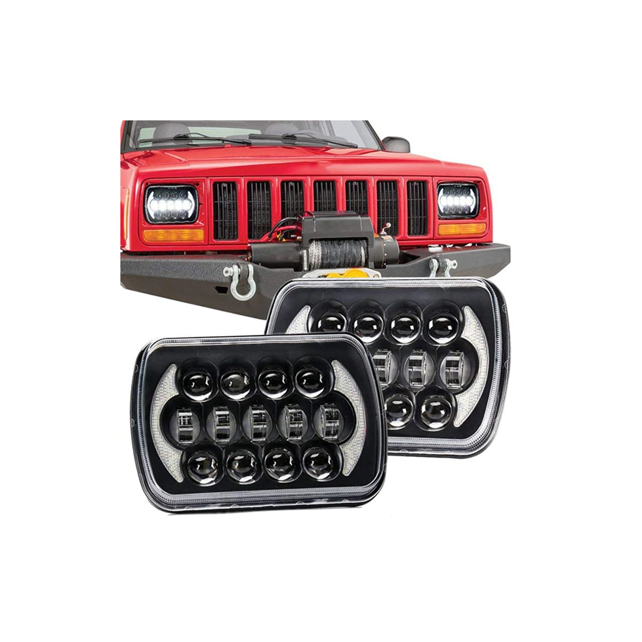 Lampy przednie LED Jeep Cherokee XJ Wrangler YJ