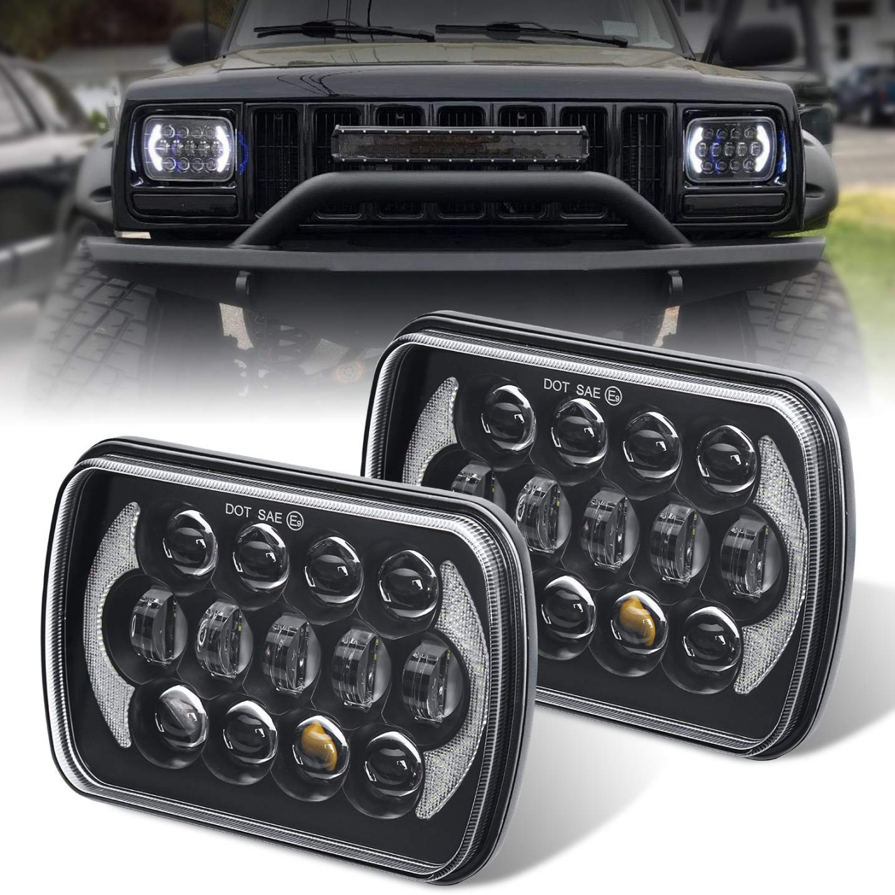 Lampy przednie LED Jeep Cherokee XJ Wrangler YJ