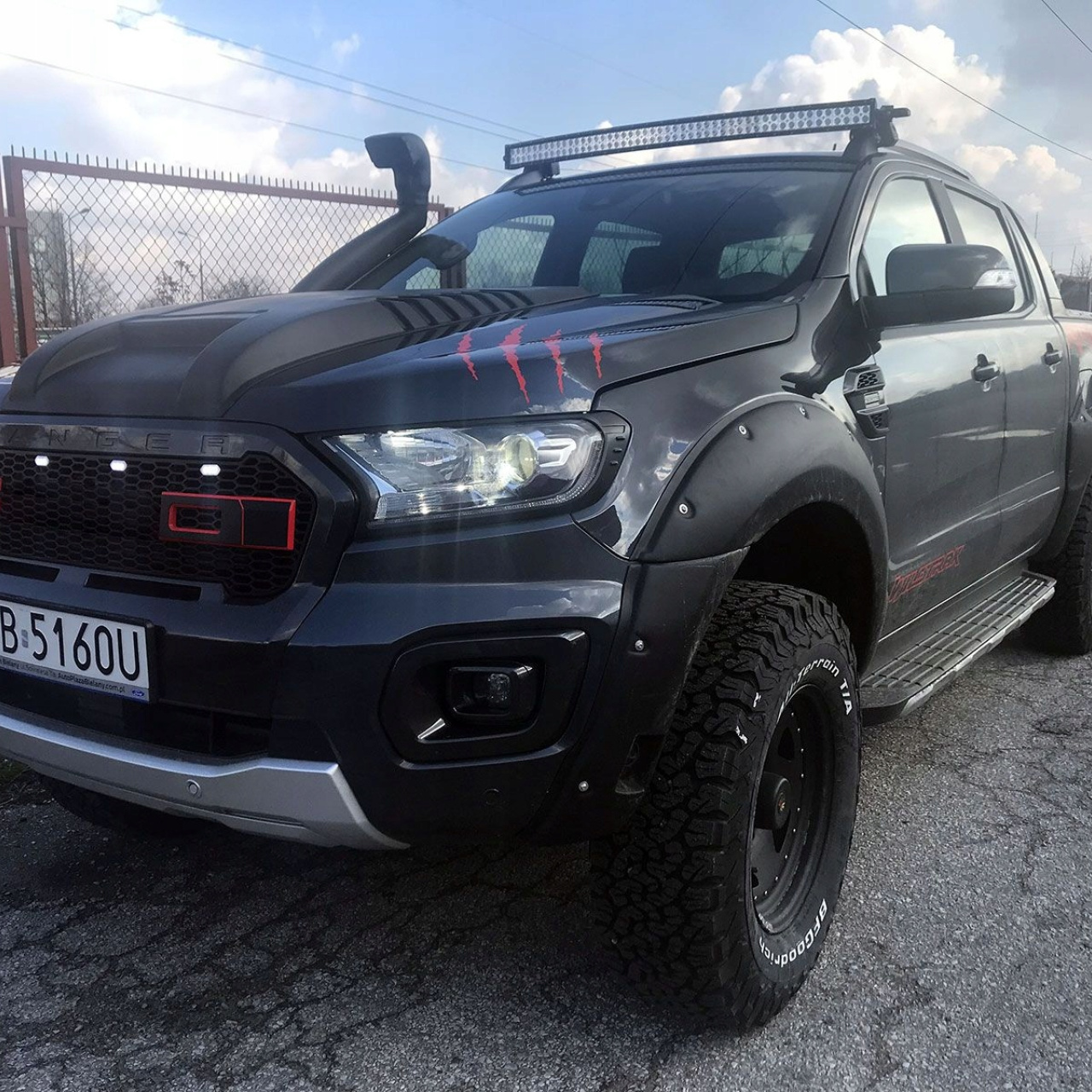 Promocja!!! Grill Raptor z oświetleniem LED Ford Ranger PX T8 2019+ czerwony