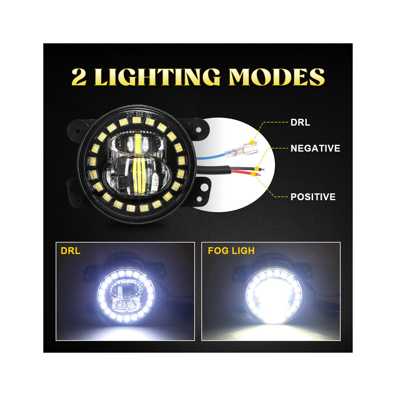 Lampy LED przeciwmgielne 4" cale z DRL do zderzaka Wrangler JL JK 2007+