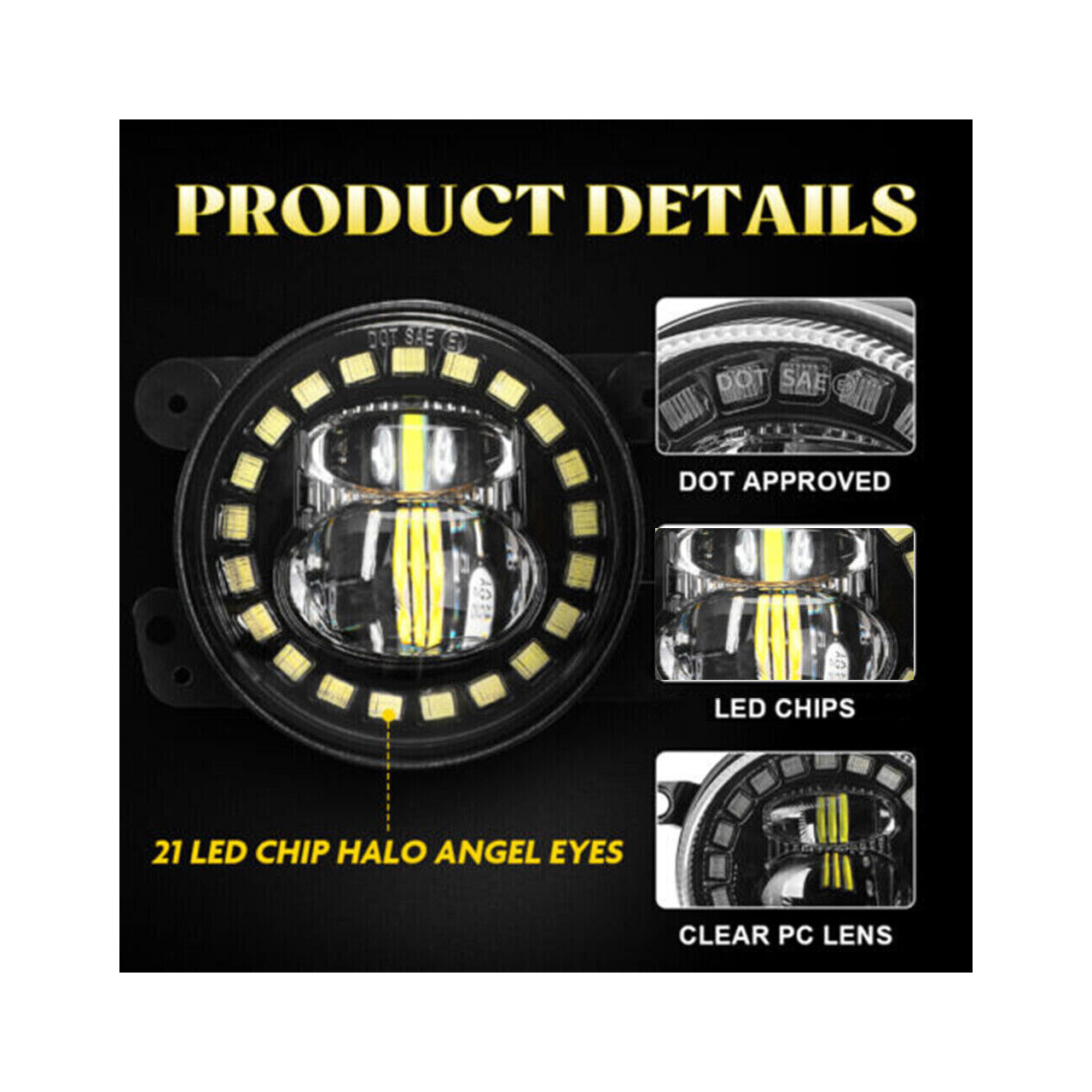 Lampy LED przeciwmgielne 4" cale z DRL do zderzaka Wrangler JL JK 2007+