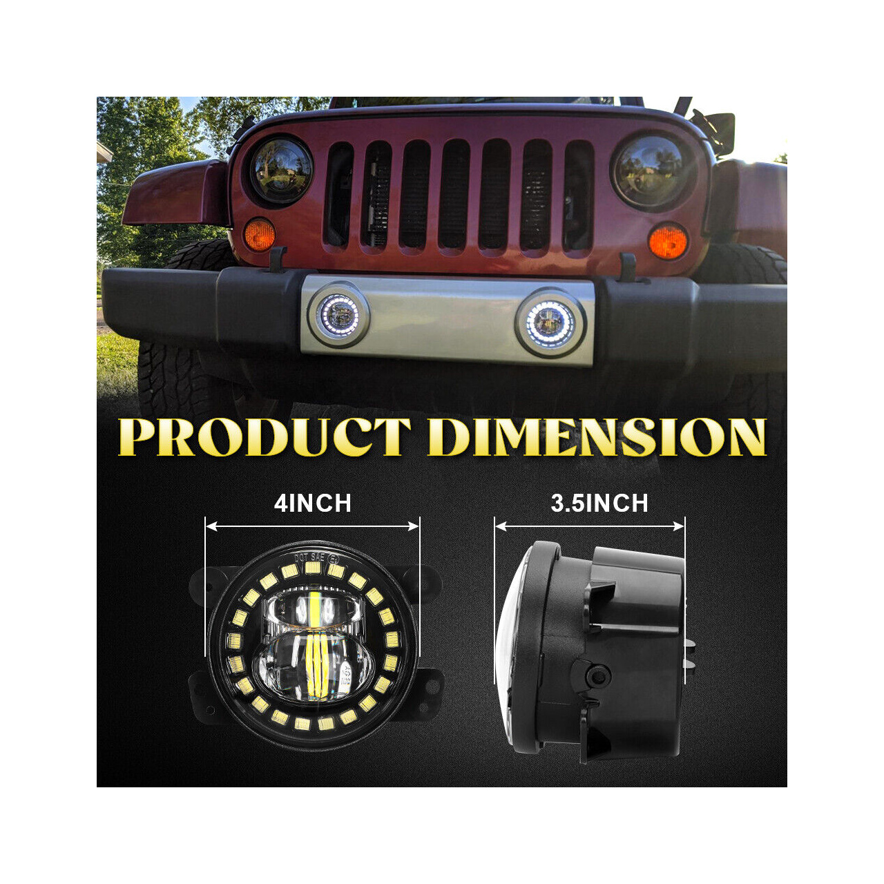 Lampy LED przeciwmgielne 4" cale z DRL do zderzaka Wrangler JL JK 2007+