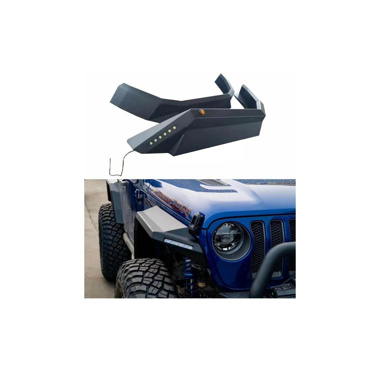 Aluminiowe pozerzenia błotników typu flat z kierunkami Wrangler JL 2018+