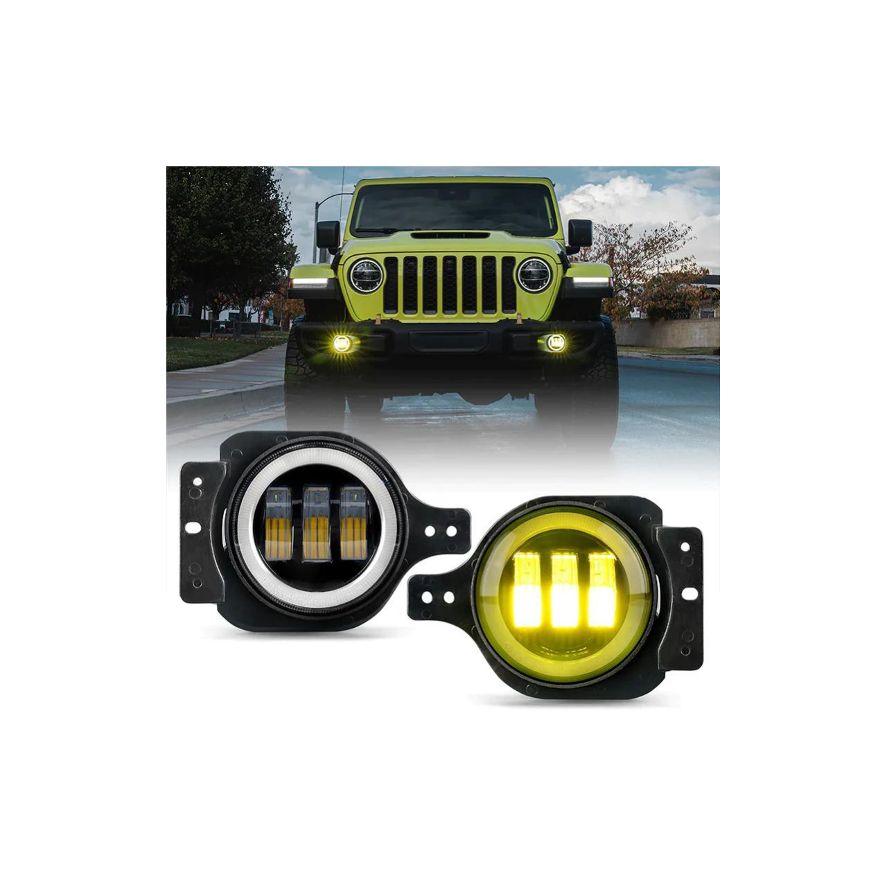Lampy przednie przeciwmgielne w zderzak 4" Wrangler JL 2018+ Gladiator 2020+