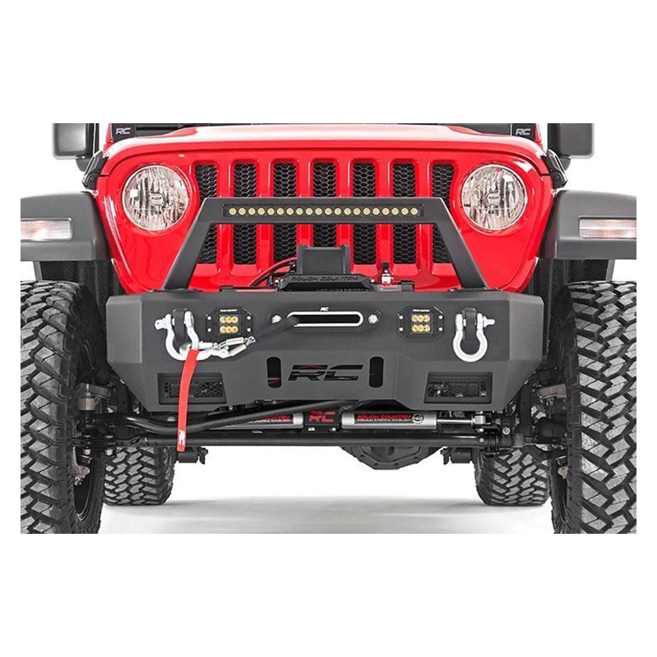 Zderzak Przedni Stalowy LED z Płytą pod Wyciągarkę Rough Country - Jeep Wrangler JL