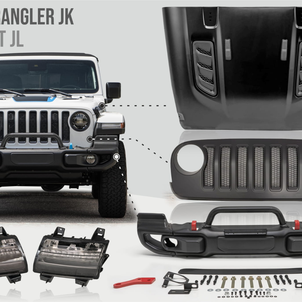 JEEP WRANGLER JK BODY KIT KONWERSJA NA JL PAKIET STYLIZACYJNY 