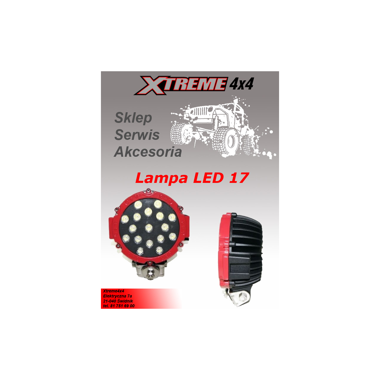 LED diodowa lampa robocza na 17 led okrągła