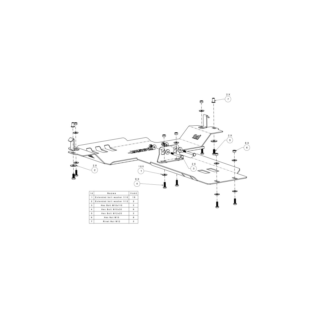 Osłona skrzyni biegów i reduktora OFFROAD Toyota Land Cruiser 150 155 Prado J15 2009 - 2021 aluminiowa