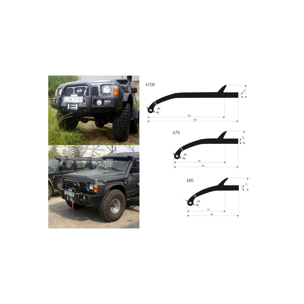 POSZERZENIA GUMOWE BŁOTNIKÓW 4x4 UNIWERSALNE 100mm