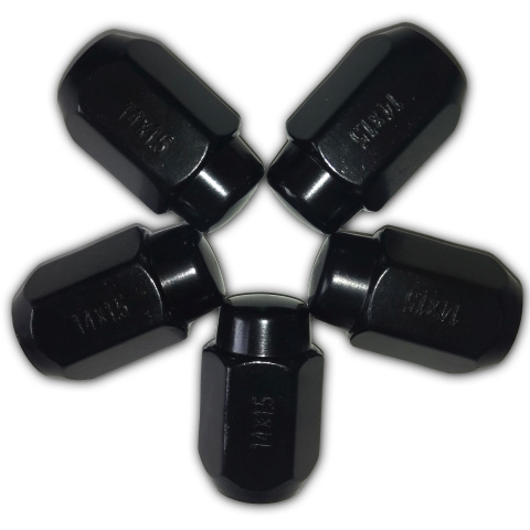 Nakrętki czarne zamknięte do felg stalowych 14x1,5 35mm klucz 21