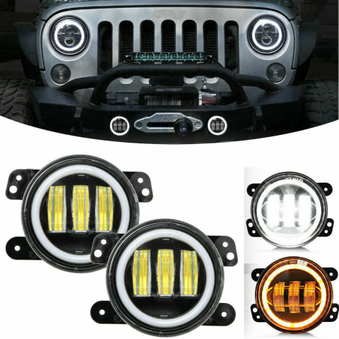 Lampy LED przeciwmgielne 4" cale z DRL do zderzaka Wrangler JL JK 2007+