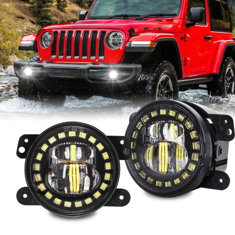 Lampy LED przeciwmgielne 4" cale z DRL do zderzaka Wrangler JL JK 2007+