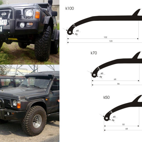 POSZERZENIA GUMOWE BŁOTNIKÓW 4x4 UNIWERSALNE 50mm